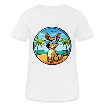 Kangaroo Dog Breed Cartoon Sunglasses Beach - Women's Breathable T-Shirt - white - Front - AI Model Female 172 dark (172cm)
