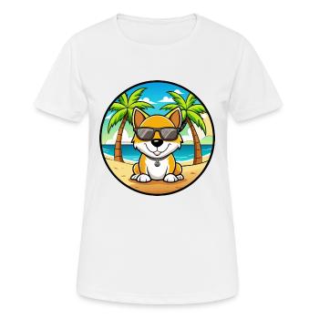 Lunettes de soleil de dessin animé de race de chien Kintamani Beach - T-shirt respirant Femme - blanc - Devant - AI Model Female 172 dark (172cm)