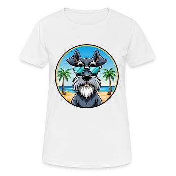 Giant Schnauzer Dog Breed Cartoon Sunglasses Beach - Women's Breathable T-Shirt - white - Front - AI Model Female 172 dark (172cm)
