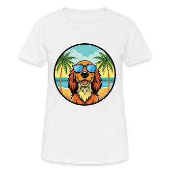 Gordon Setter Dog Breed Cartoon Sunglasses Beach - Women's Breathable T-Shirt - white - Front - AI Model Female 172 dark (172cm)