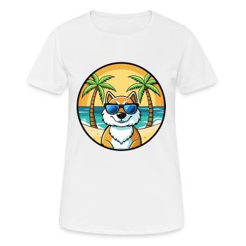 Lunettes de soleil de dessin animé de race de chien du Groenland plage - T-shirt respirant Femme - blanc - Devant - AI Model Female 172 dark (172cm)