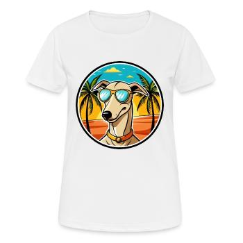 Greyhound Chien Race Dessin Animé Lunettes De Soleil Plage - T-shirt respirant Femme - blanc - Devant - AI Model Female 172 dark (172cm)