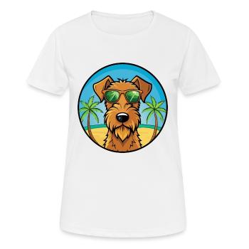 Irish Terrier Hunderasse Cartoon Sonnenbrille Strand - Frauen T-Shirt atmungsaktiv - Weiß - Vorne - AI Model Female 172 dark (172cm)
