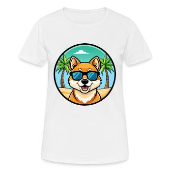 Jindo Dog Breed Cartoon Sunglasses Beach - Women's Breathable T-Shirt - white - Front - AI Model Female 172 dark (172cm)