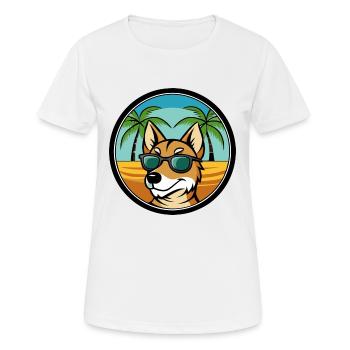 Hygenhund Chien Race Dessin Animé Lunettes De Soleil Plage - T-shirt respirant Femme - blanc - Devant - AI Model Female 172 dark (172cm)