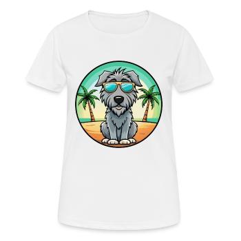 Irischer Wolfshund Hunderasse Cartoon Sonnenbrille Strand - Frauen T-Shirt atmungsaktiv - Weiß - Vorne - AI Model Female 172 dark (172cm)