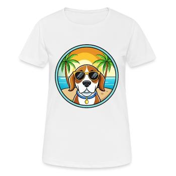 Kerry Beagle Hunderasse Cartoon Sonnenbrille Strand - Frauen T-Shirt atmungsaktiv - Weiß - Vorne - AI Model Female 172 dark (172cm)