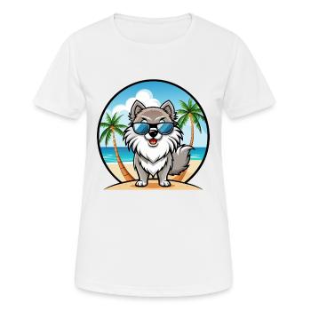 Keeshond Dog Breed Cartoon Sunglasses Beach - Women's Breathable T-Shirt - white - Front - AI Model Female 172 dark (172cm)