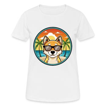Kishu Ken Hunderasse Cartoon Sonnenbrille Strand - Frauen T-Shirt atmungsaktiv - Weiß - Vorne - AI Model Female 172 dark (172cm)