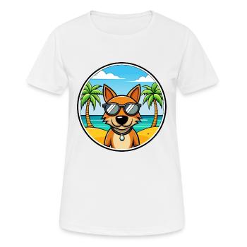 Chien de chasse letton race dessin animé lunettes de soleil plage - T-shirt respirant Femme - blanc - Devant - AI Model Female 172 dark (172cm)