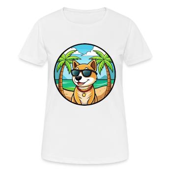 Laufhund Hunderasse Cartoon Sonnenbrille Strand - Frauen T-Shirt atmungsaktiv - Weiß - Vorne - AI Model Female 172 dark (172cm)