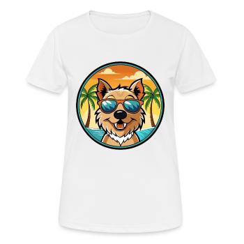 Lucas Terrier Chien Race Dessin Animé Lunettes de Soleil Plage - T-shirt respirant Femme - blanc - Devant - AI Model Female 172 dark (172cm)