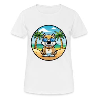 Milieu Asiatique Ovtcharka Chien Race Dessin Animé Plage - T-shirt respirant Femme - blanc - Devant - AI Model Female 172 dark (172cm)