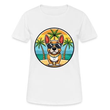 Grand Anglo Francais Dog Breed Cartoon Sunglasses - Women's Breathable T-Shirt - white - Front - AI Model Female 172 dark (172cm)