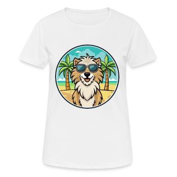 Lunettes de soleil de dessin animé de race de chien berger afghan Kuchi - T-shirt respirant Femme - blanc - Devant - AI Model Female 172 dark (172cm)