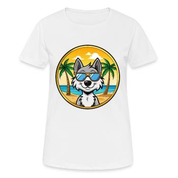 Kunming Wolfdog Rasse Cartoon Sonnenbrille Strand - Frauen T-Shirt atmungsaktiv - Weiß - Vorne - AI Model Female 172 dark (172cm)