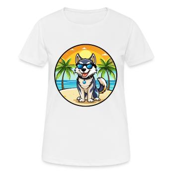 Labrador Husky Chien Race Dessin animé Lunettes de soleil Plage - T-shirt respirant Femme - blanc - Devant - AI Model Female 172 dark (172cm)