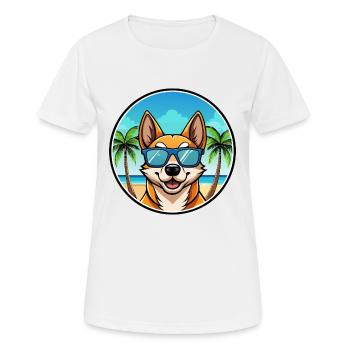 Lundehund Chien Race Dessin Animé Lunettes De Soleil Plage - T-shirt respirant Femme - blanc - Devant - AI Model Female 172 dark (172cm)