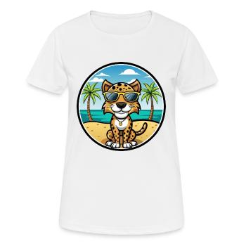 Léopard Chien Race Chien Dessin Animé Lunettes De Soleil Plage - T-shirt respirant Femme - blanc - Devant - AI Model Female 172 dark (172cm)