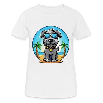 Kerry Blue Terrier Hunderasse Cartoon Sonnenbrille - Frauen T-Shirt atmungsaktiv - Weiß - Vorne - AI Model Female 172 dark (172cm)