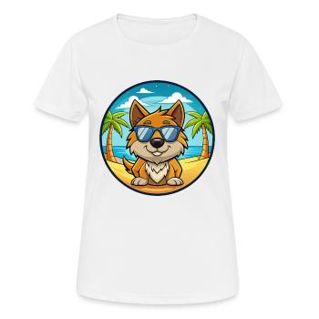 Kanni Chien Race Dessin Animé Lunettes De Soleil Plage - T-shirt respirant Femme - blanc - Devant - AI Model Female 172 dark (172cm)