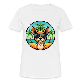 Miniatur Pinscher Hund Rasse Cartoon Sonnenbrille - Frauen T-Shirt atmungsaktiv - Weiß - Vorne - AI Model Female 172 dark (172cm)