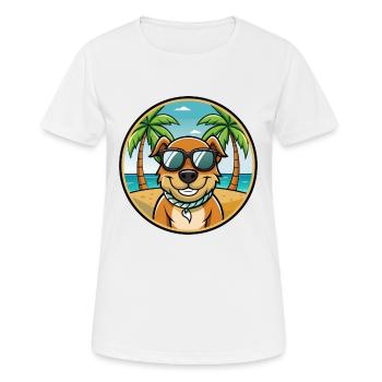 Majestic Tree Hound Dog Breed Cartoon Sunglasses - Women's Breathable T-Shirt - white - Front - AI Model Female 172 dark (172cm)