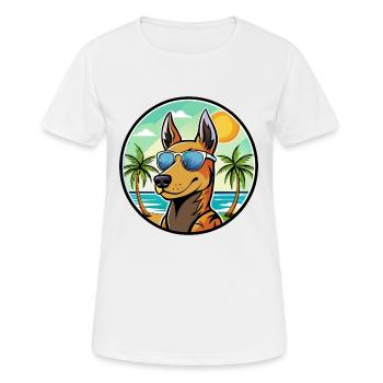 Manchester Terrier Hunderasse Cartoon Sonnenbrille - Frauen T-Shirt atmungsaktiv - Weiß - Vorne - AI Model Female 172 dark (172cm)
