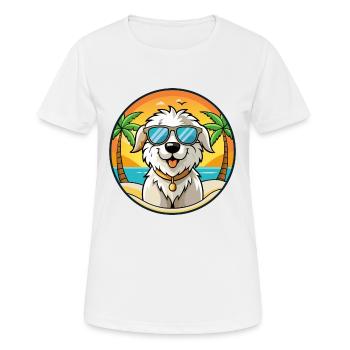 Maremma Sheepdog Breed Cartoon Sunglasses Beach - Women's Breathable T-Shirt - white - Front - AI Model Female 172 dark (172cm)