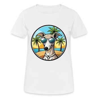 Lévrier italien race chien dessin animé lunettes de soleil plage - T-shirt respirant Femme - blanc - Devant - AI Model Female 172 dark (172cm)