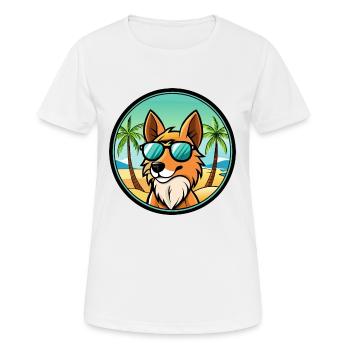 Mudi Dog Breed Cartoon Sunglasses Beach - Women's Breathable T-Shirt - white - Front - AI Model Female 172 dark (172cm)