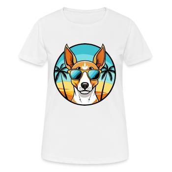 Ibizan Hound Dog Breed Cartoon Sunglasses Beach - Women's Breathable T-Shirt - white - Front - AI Model Female 172 dark (172cm)