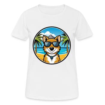 New Zealand Huntaway Dog Breed Cartoon Sunglasses - Women's Breathable T-Shirt - white - Front - AI Model Female 172 dark (172cm)