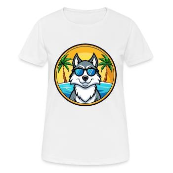 Husky Chien Race Dessin Animé Lunettes De Soleil Plage - T-shirt respirant Femme - blanc - Devant - AI Model Female 172 dark (172cm)