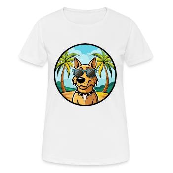 Jamthund Dog Breed Cartoon Sunglasses Beach - Women's Breathable T-Shirt - white - Front - AI Model Female 172 dark (172cm)