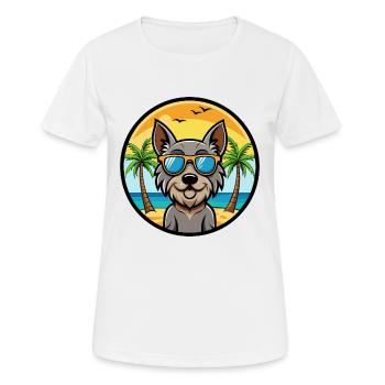Mittelschnauze Hunderasse Cartoon Sonnenbrille Strand - Frauen T-Shirt atmungsaktiv - Weiß - Vorne - AI Model Female 172 dark (172cm)