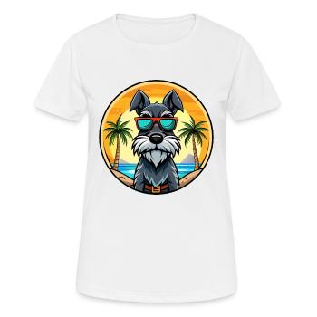 Mittelschnauzer Hunderasse Cartoon Sonnenbrille Strand - Frauen T-Shirt atmungsaktiv - Weiß - Vorne - AI Model Female 172 dark (172cm)