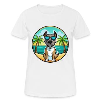 Deutsche Dogge Hunderasse Cartoon Sonnenbrille Strand - Frauen T-Shirt atmungsaktiv - Weiß - Vorne - AI Model Female 172 dark (172cm)