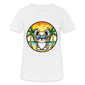 Japanese Chin Dog Breed Cartoon Sunglasses Beach - Women's Breathable T-Shirt - white - Front - AI Model Female 172 dark (172cm)