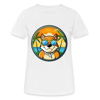 Lunettes de soleil de chasse de race de chien de garde de Moscou plage - T-shirt respirant Femme - blanc - Devant - AI Model Female 172 dark (172cm)