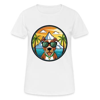 Mountain Cur Dog Breed Cartoon Sunglasses Beach - Women's Breathable T-Shirt - white - Front - AI Model Female 172 dark (172cm)