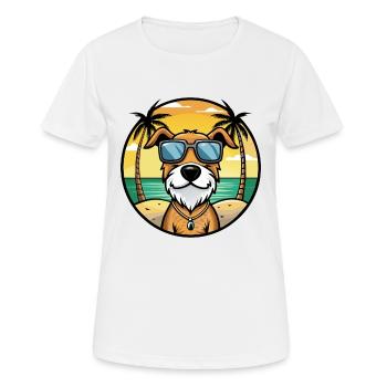 Istrischer Drahthaarhund Hunderasse Cartoon Beach - Frauen T-Shirt atmungsaktiv - Weiß - Vorne - AI Model Female 172 dark (172cm)