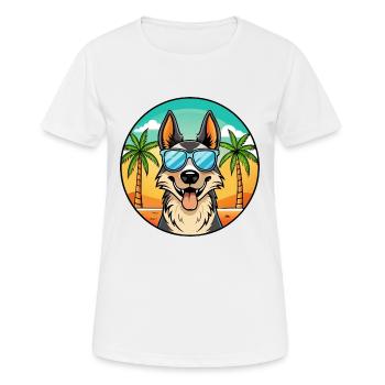 North American Shepherd Dog Breed Cartoon Beach - Women's Breathable T-Shirt - white - Front - AI Model Female 172 dark (172cm)