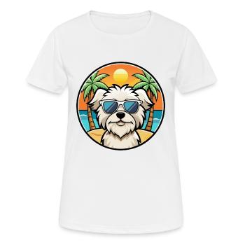 Maltese Dog Breed Cartoon Sunglasses Beach - Women's Breathable T-Shirt - white - Front - AI Model Female 172 dark (172cm)