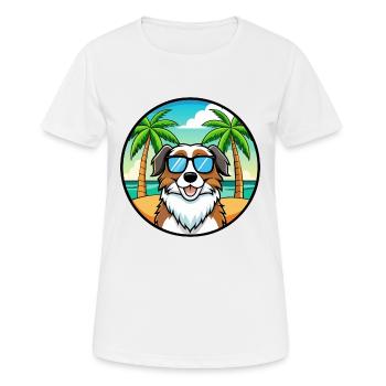 Landseer Chien Race Dessin Animé Lunettes de Soleil Plage - T-shirt respirant Femme - blanc - Devant - AI Model Female 172 dark (172cm)