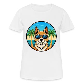 Nordic Spitz Dog Breed Cartoon Sunglasses Beach - Women's Breathable T-Shirt - white - Front - AI Model Female 172 dark (172cm)