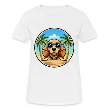 Norfolk Spaniel Dog Breed Cartoon Sunglasses Beach - Women's Breathable T-Shirt - white - Front - AI Model Female 172 dark (172cm)
