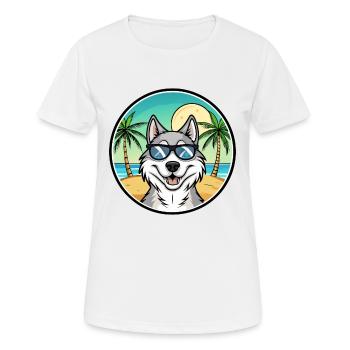 Northern Inuit Dog Breed Cartoon Sunglasses Beach - Women's Breathable T-Shirt - white - Front - AI Model Female 172 dark (172cm)
