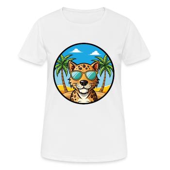Léopard Cur Chien Race Dessin Animé Lunettes de soleil Plage - T-shirt respirant Femme - blanc - Devant - AI Model Female 172 dark (172cm)