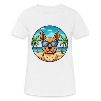 Lancashire Heeler Dog Breed Cartoon Sunglass Beach - Women's Breathable T-Shirt - white - Front - AI Model Female 172 dark (172cm)